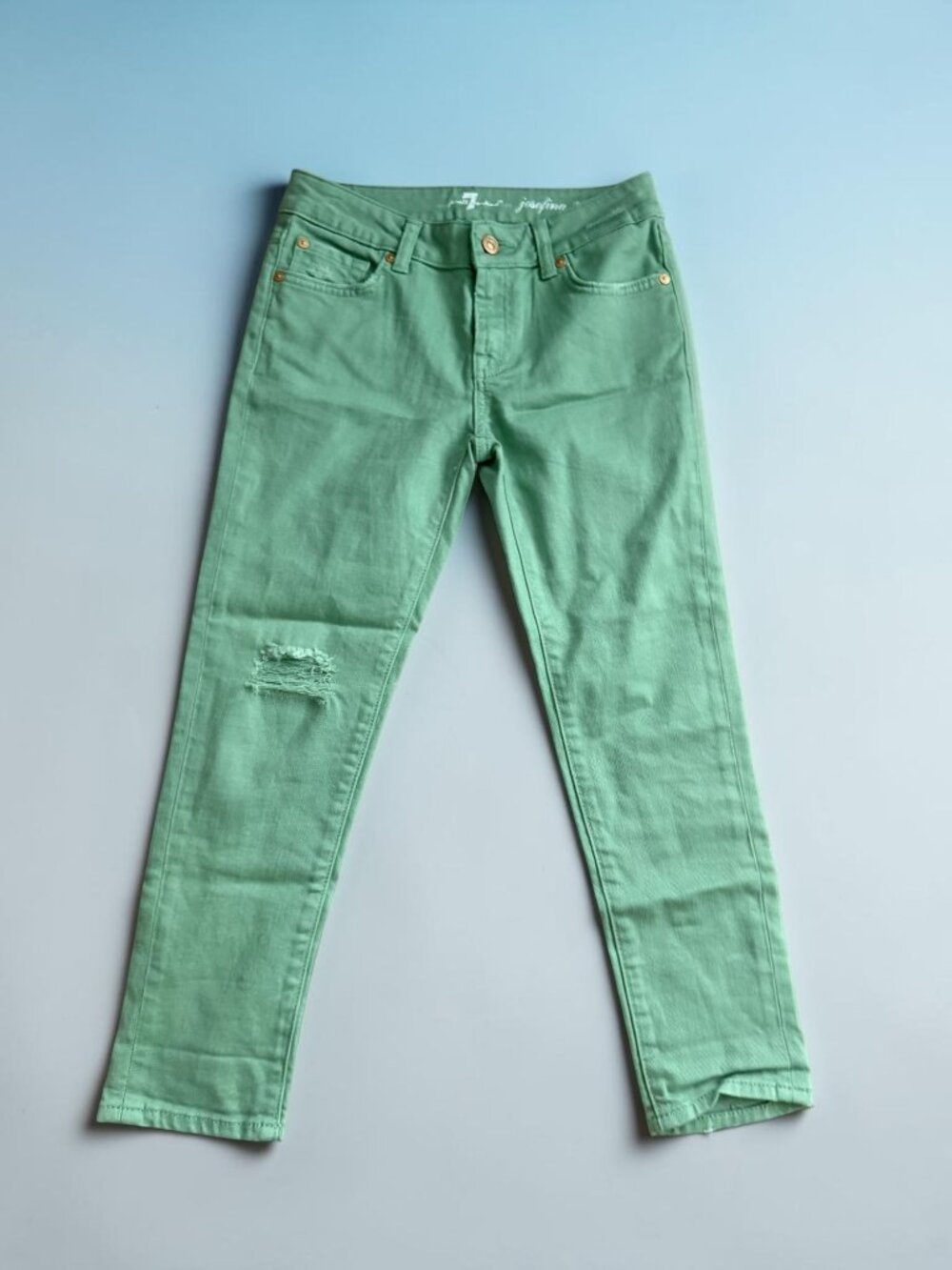 7 FOR ALL MANKIND Girls Josefina Green Skinny Jeans Size 10